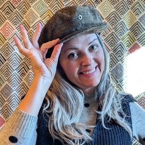 VINTAGE NEWSBOY CAP brown tweed hat